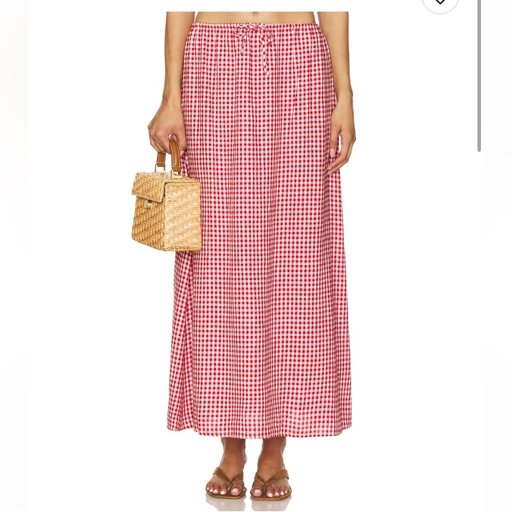 WeWoreWhat Tie Waist Red Checkered Skirt